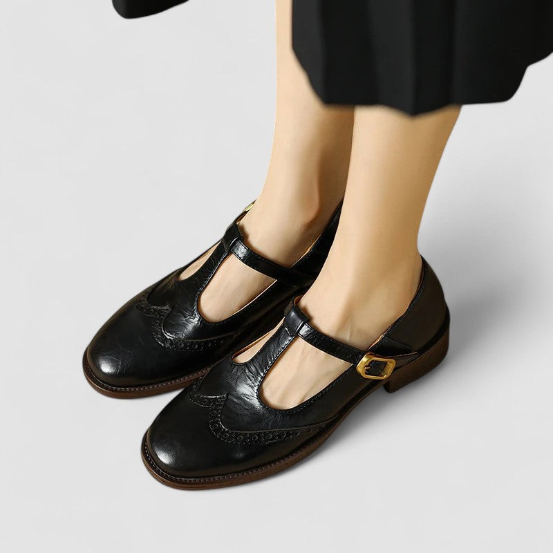 Edith women's perforated t-bar shoes
