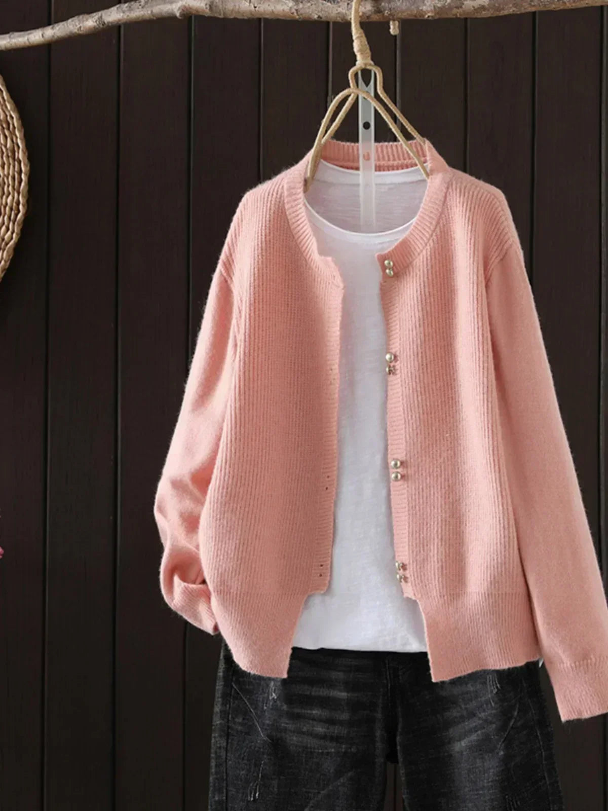 Batwing Sleeve Button Up Knit Cardigan for women, view 8