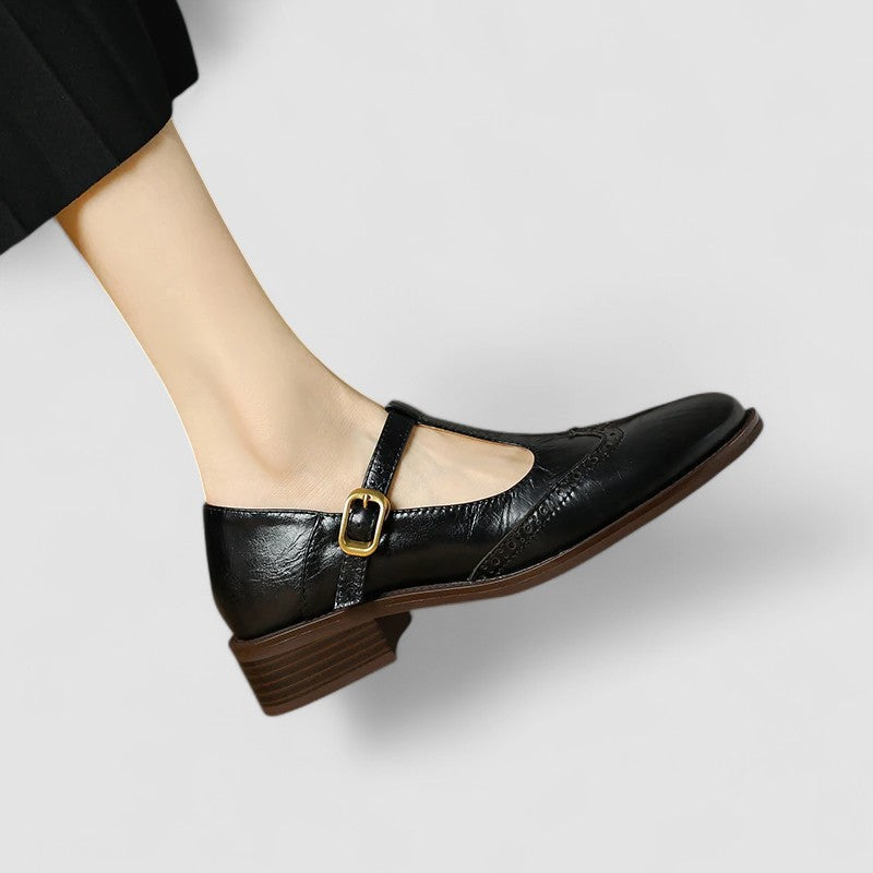 Edith women's perforated t-bar shoes