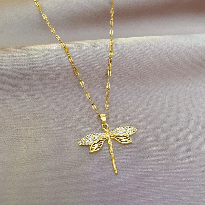 Crystal Dragonfly Pendant — Transformation & Beauty