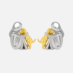 Silver and Gold Two-Tone Hug Earrings
