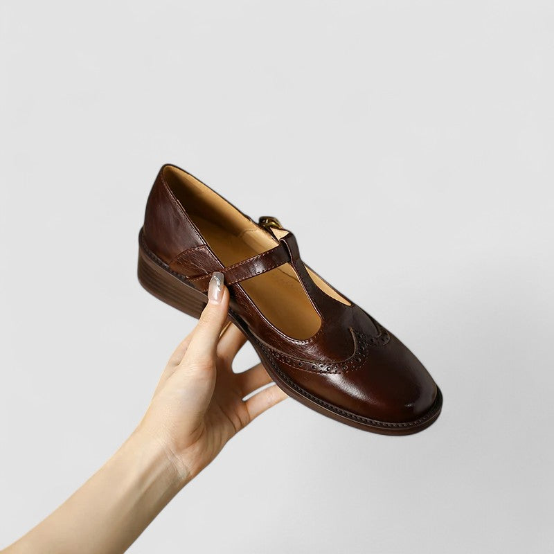 Edith women's perforated t-bar shoes