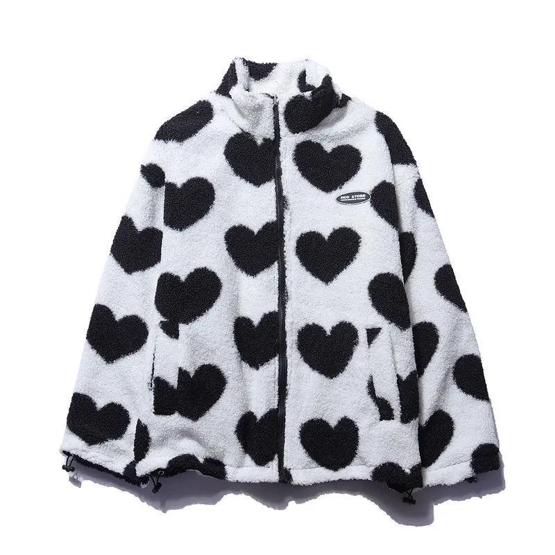 Nora women's reversible heart fleece jacket