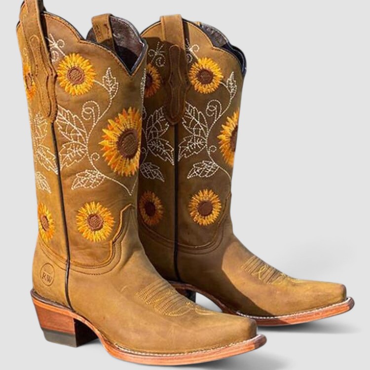 Philippa women's floral-embroidered western boots