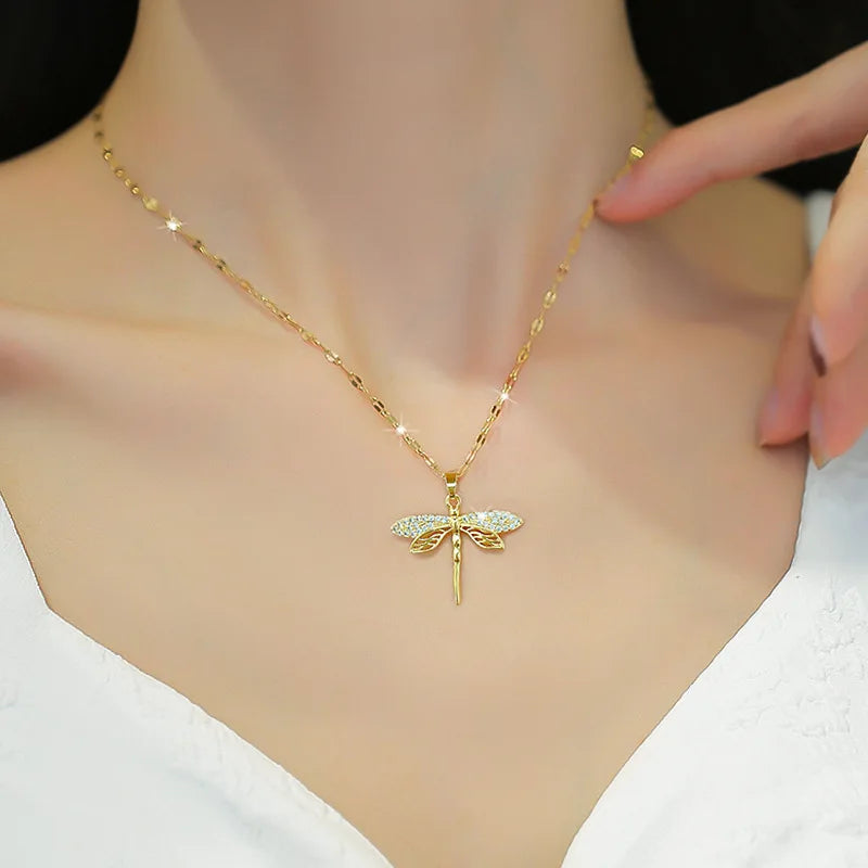 Crystal Dragonfly Pendant — Transformation & Beauty