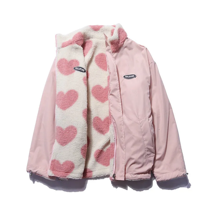 Nora women's reversible heart fleece jacket