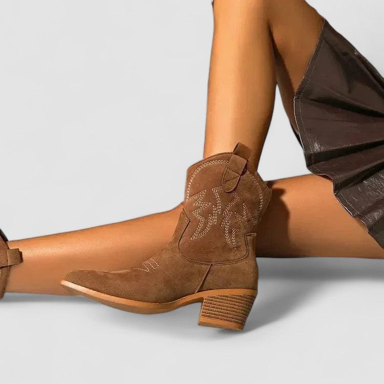 Celia women's embroidered western ankle boots