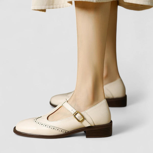 Edith women's perforated t-bar shoes