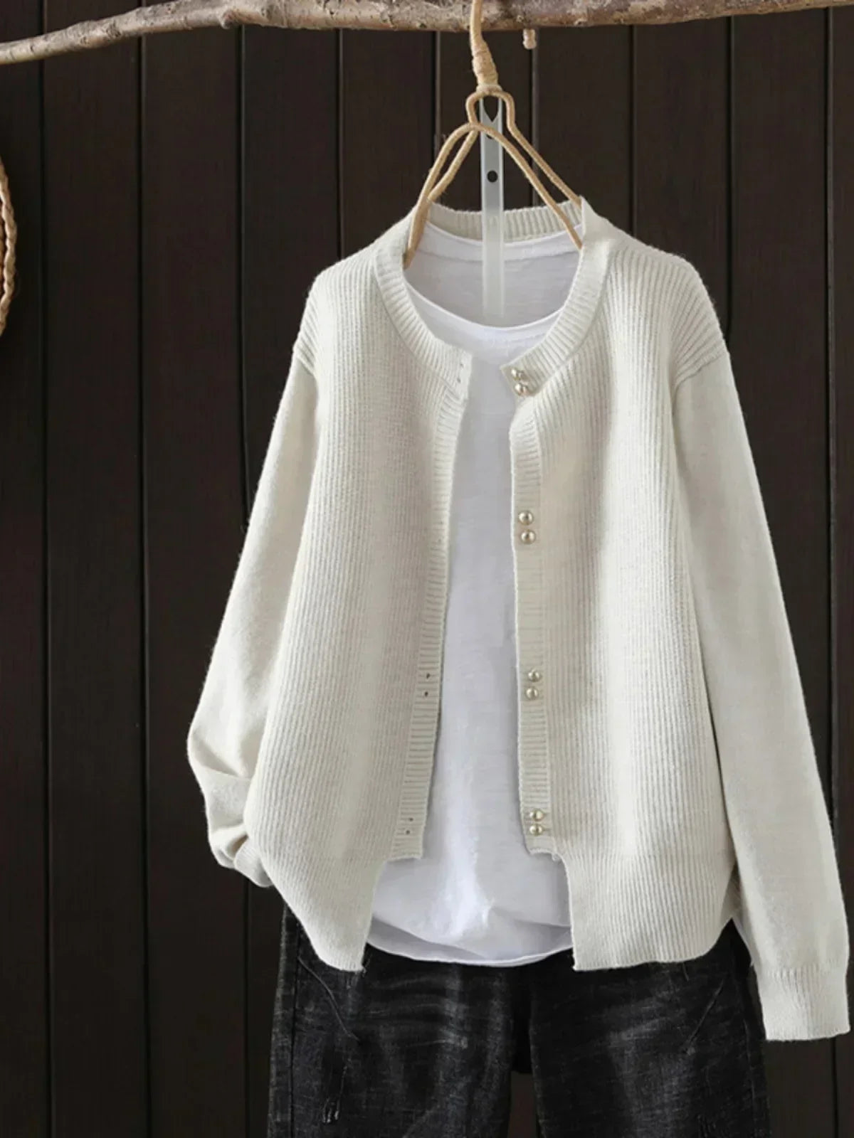 Batwing Sleeve Button Up Knit Cardigan for women, view 9
