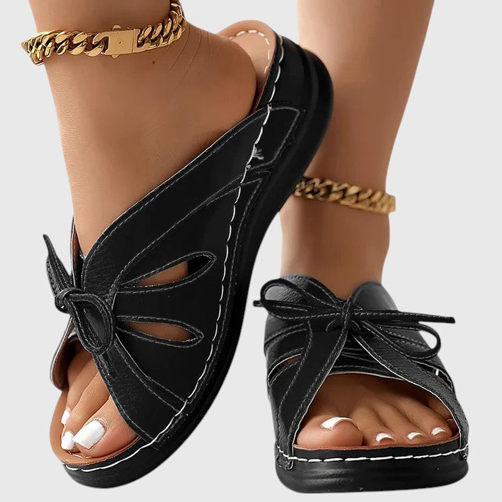 Darcy - Chic Slip-On Sandals with Ribbon