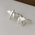 Silver Swallow Bird Clip-On Earrings