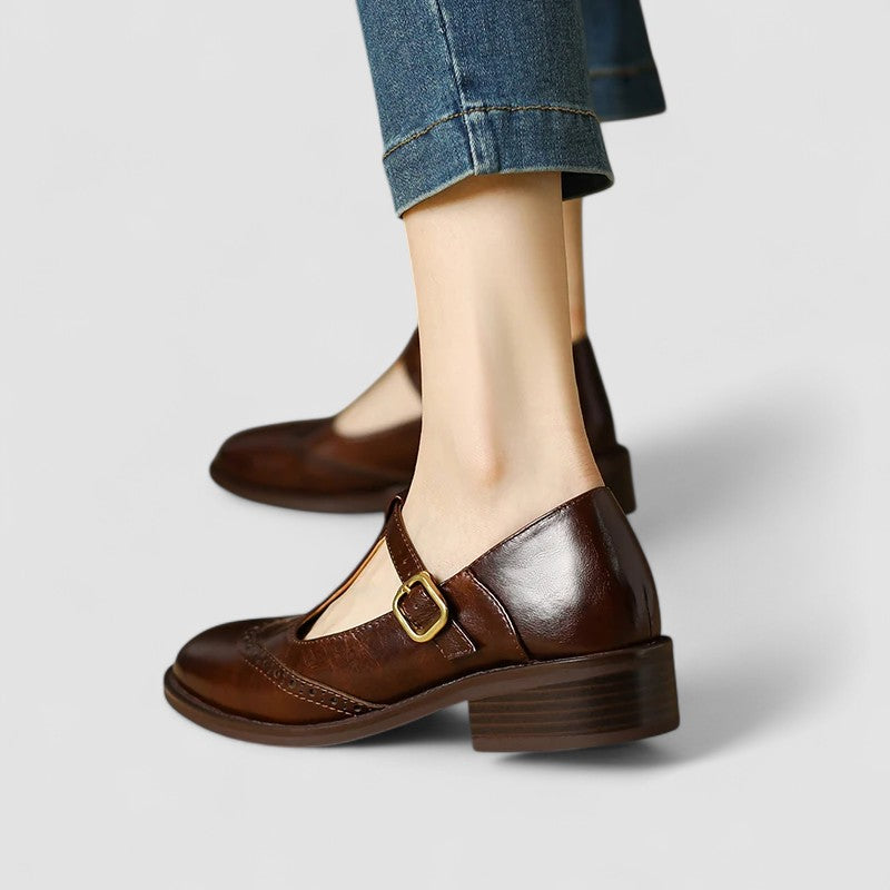 Edith women's perforated t-bar shoes