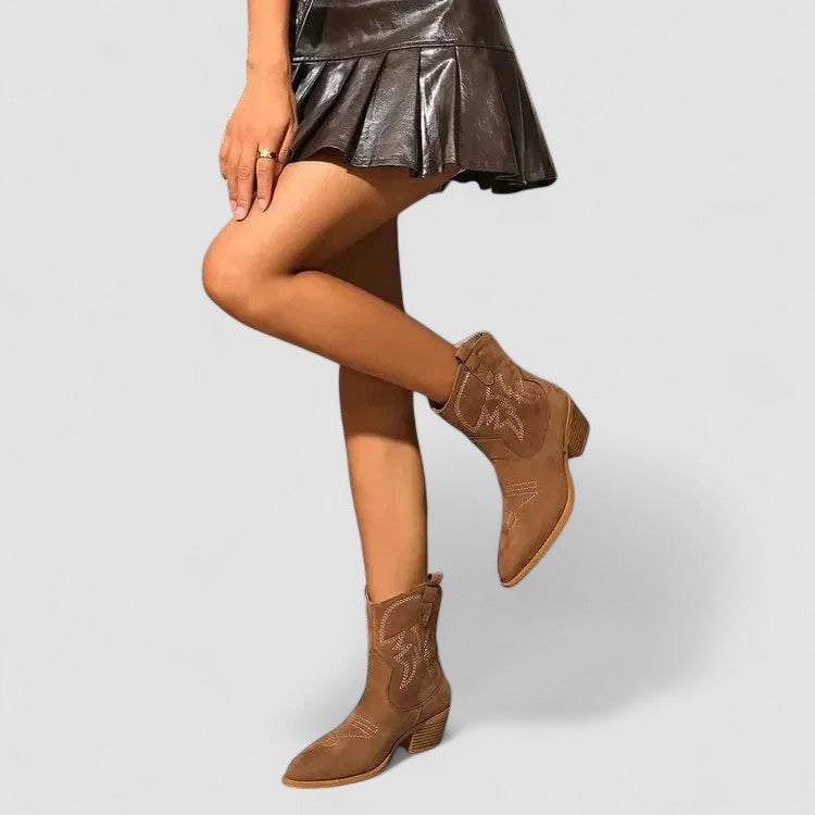 Celia women's embroidered western ankle boots