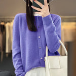 Button Up Crew Neck Knit Cardigan for women, view 8