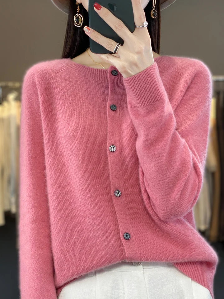Button Up Crew Neck Knit Cardigan for women, view 14