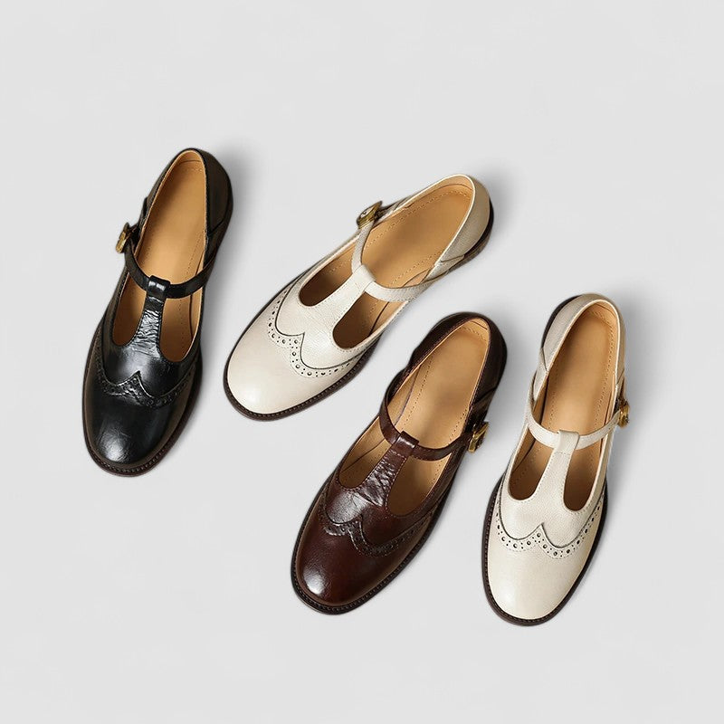 Edith women's perforated t-bar shoes