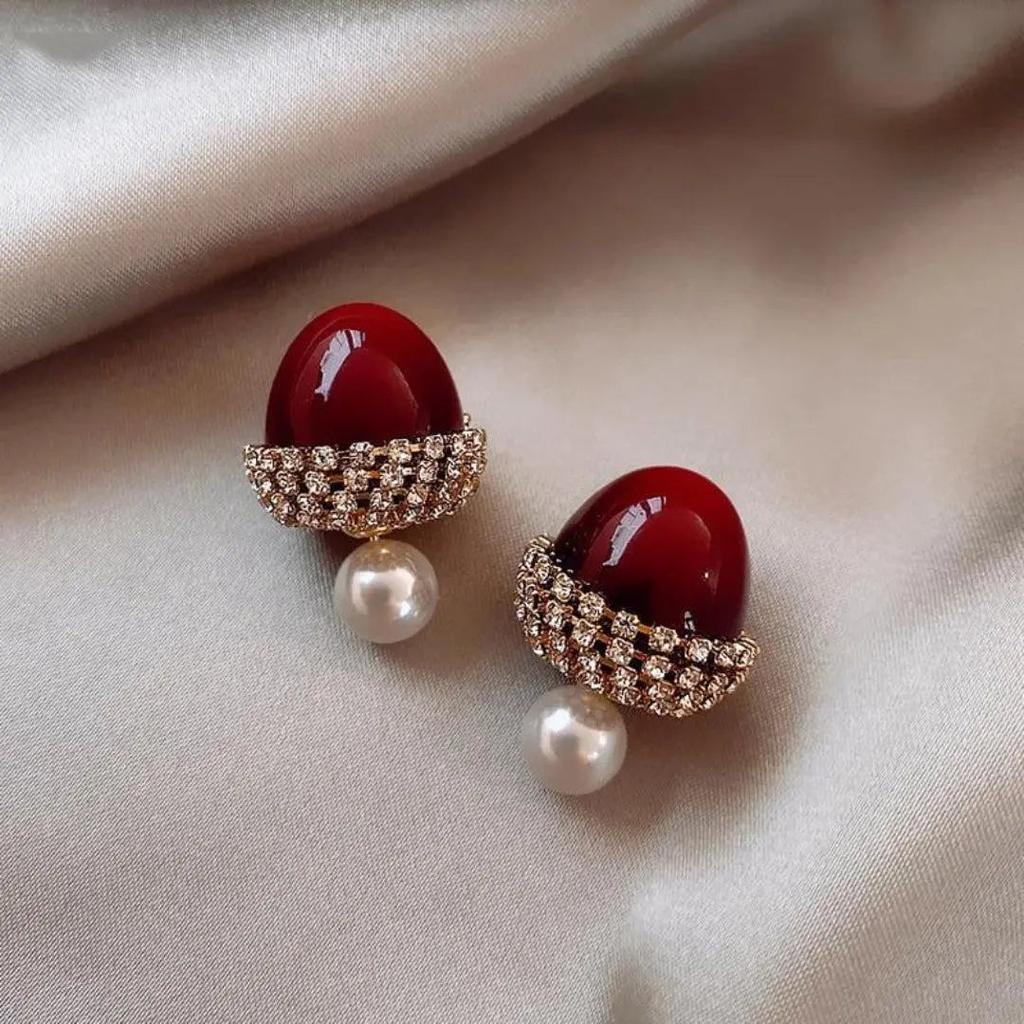 Red Pearl Earrings