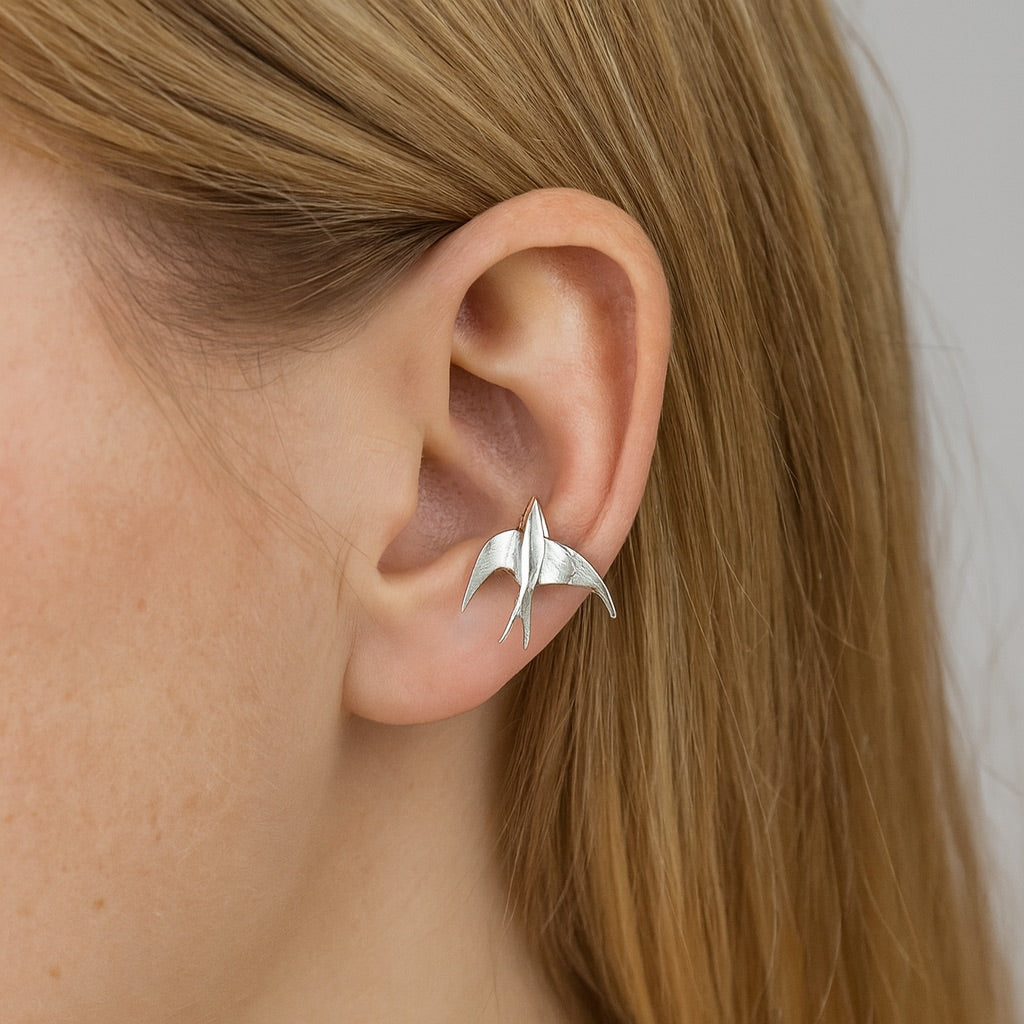 Beautiful Silver Zwaluwnest Clip-On Earrings