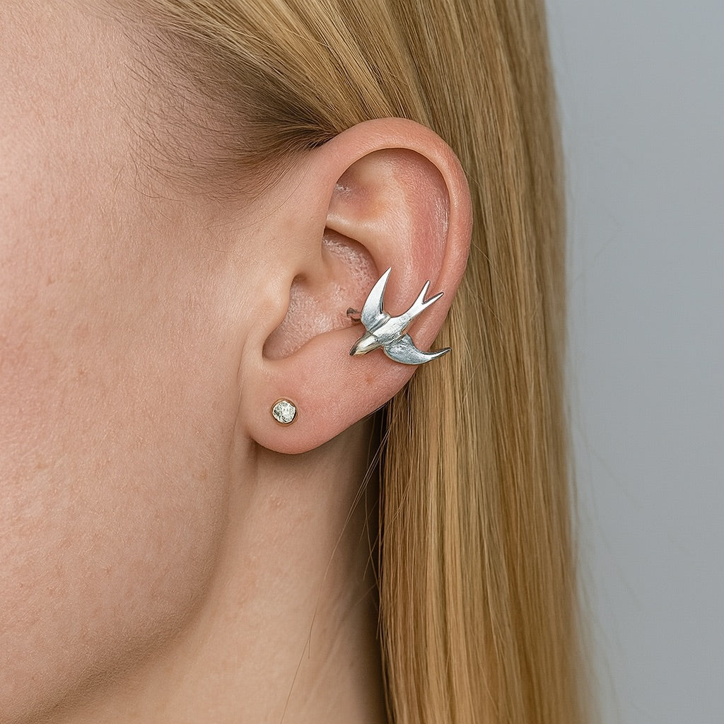 Beautiful Silver Zwaluwnest Clip-On Earrings