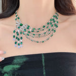 Vintage Bow & Crystal Pendant Necklace