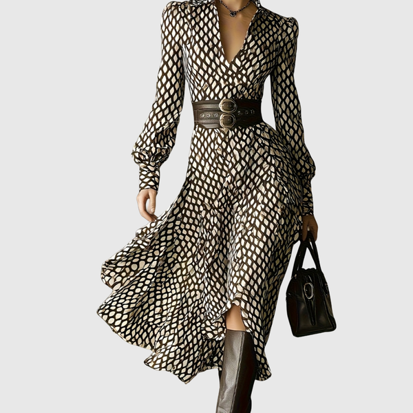 Zara | Rhombus Print Belted Dress