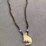 Vintage Cat & Star Pendant Necklace
