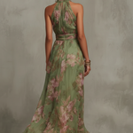 Adeline floral halter maxi dress