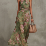 Adeline floral halter maxi dress