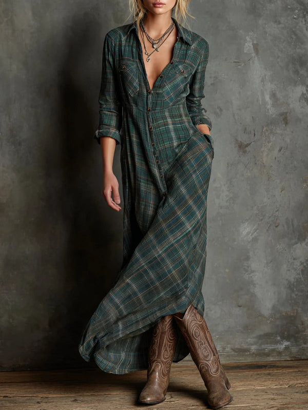Moira | Checked Lapel Maxi Dress