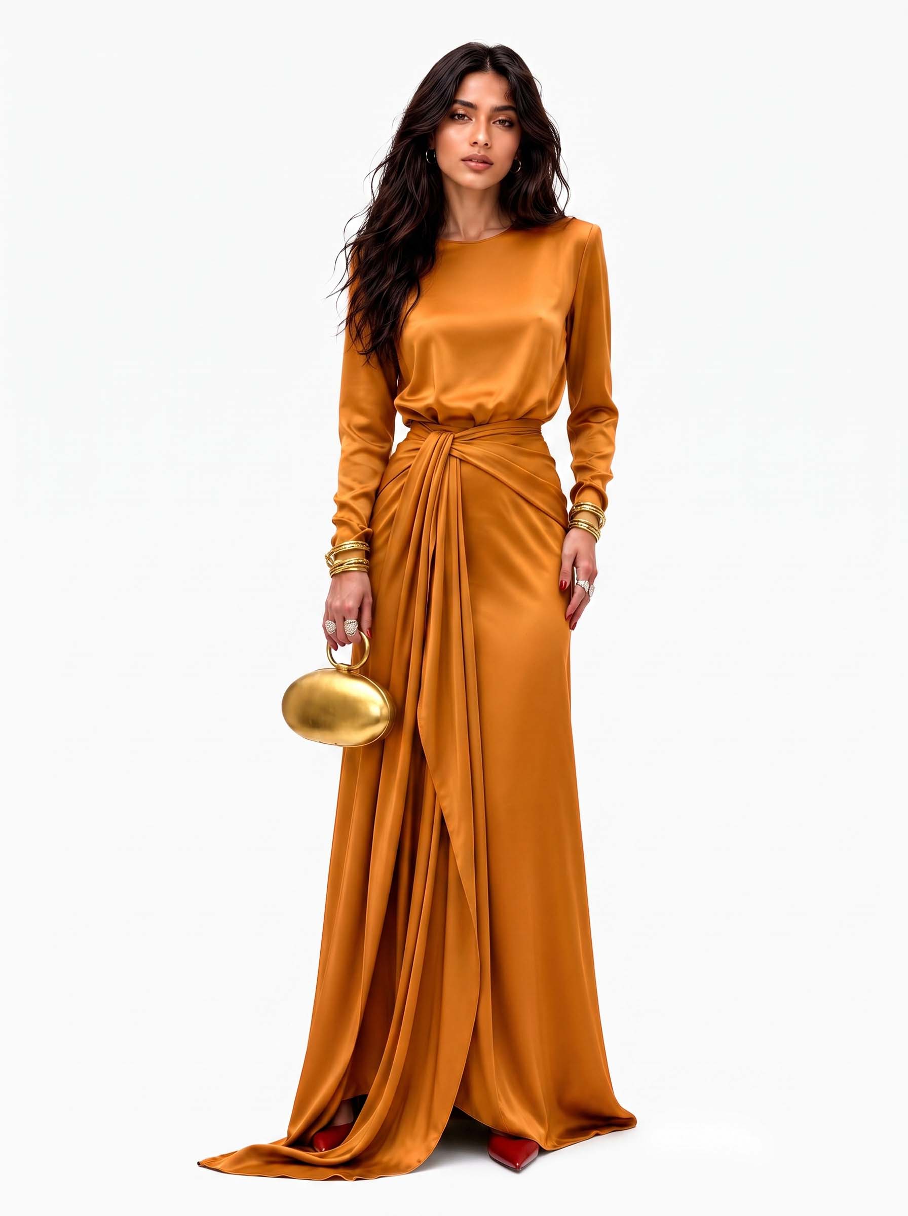 Verity draped satin maxi dress