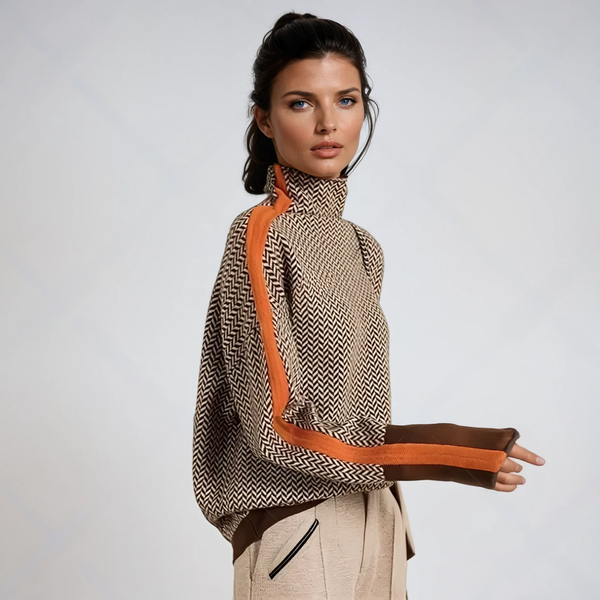 Karen high-neck jumper with contrast stripes