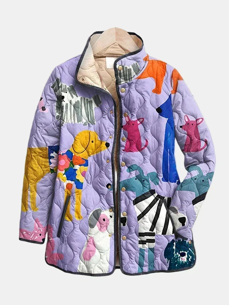 Agnes women's dog print quilted jacket