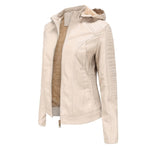 Faux Leather Jacket, Removable Hood for women, view 14