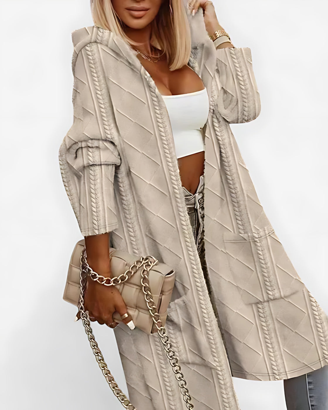 Longline Open Front Knit Cardigan for women