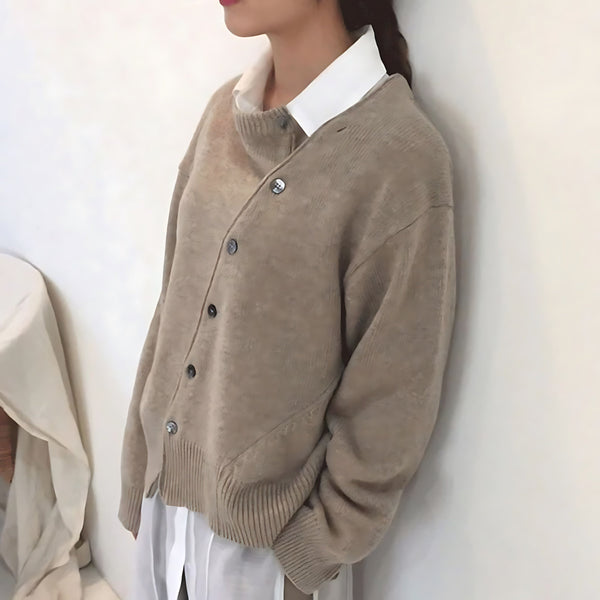 Oversized V Neck Button Up Cardigan for women