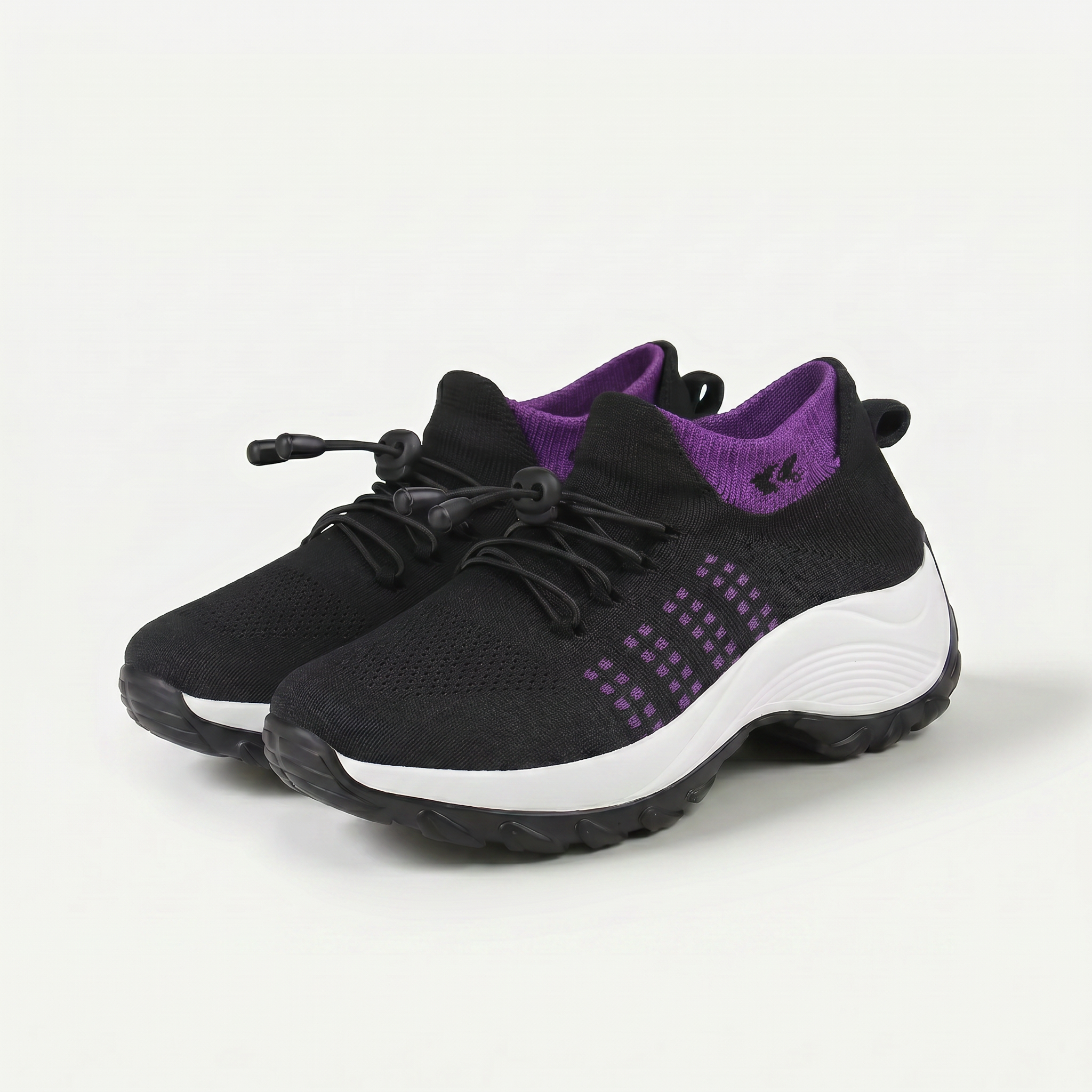 Loretta purple & black comfort shoes