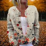 Floral Embroidered Button Up Cardigan for women