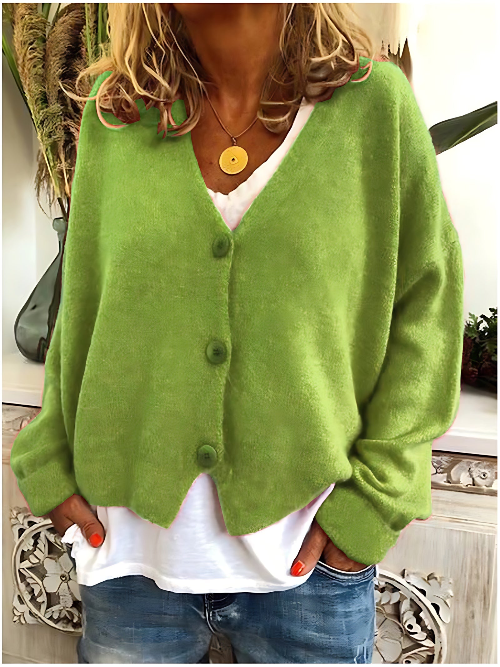 V Neck Button Up Knit Cardigan for women, view 20