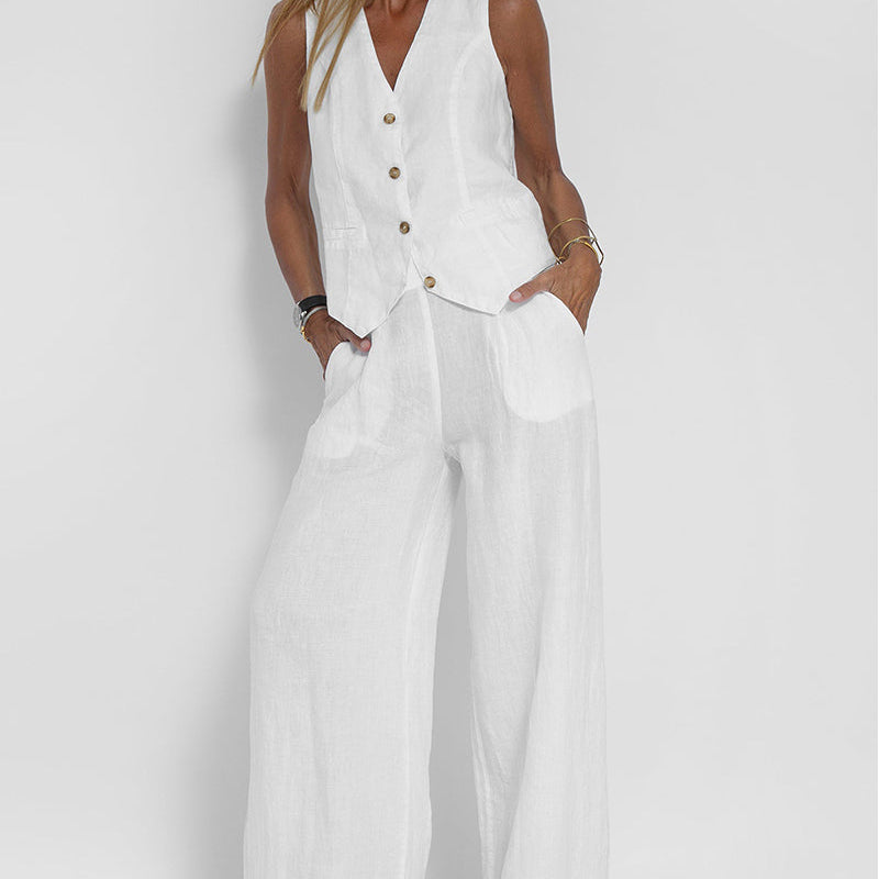 Aira - Buttoned Gilet & Wide Trousers