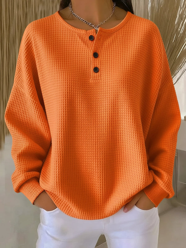 Patricia textured henley sweatshirt