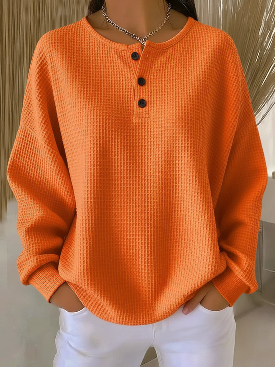 Pamela women's textured henley sweatshirt