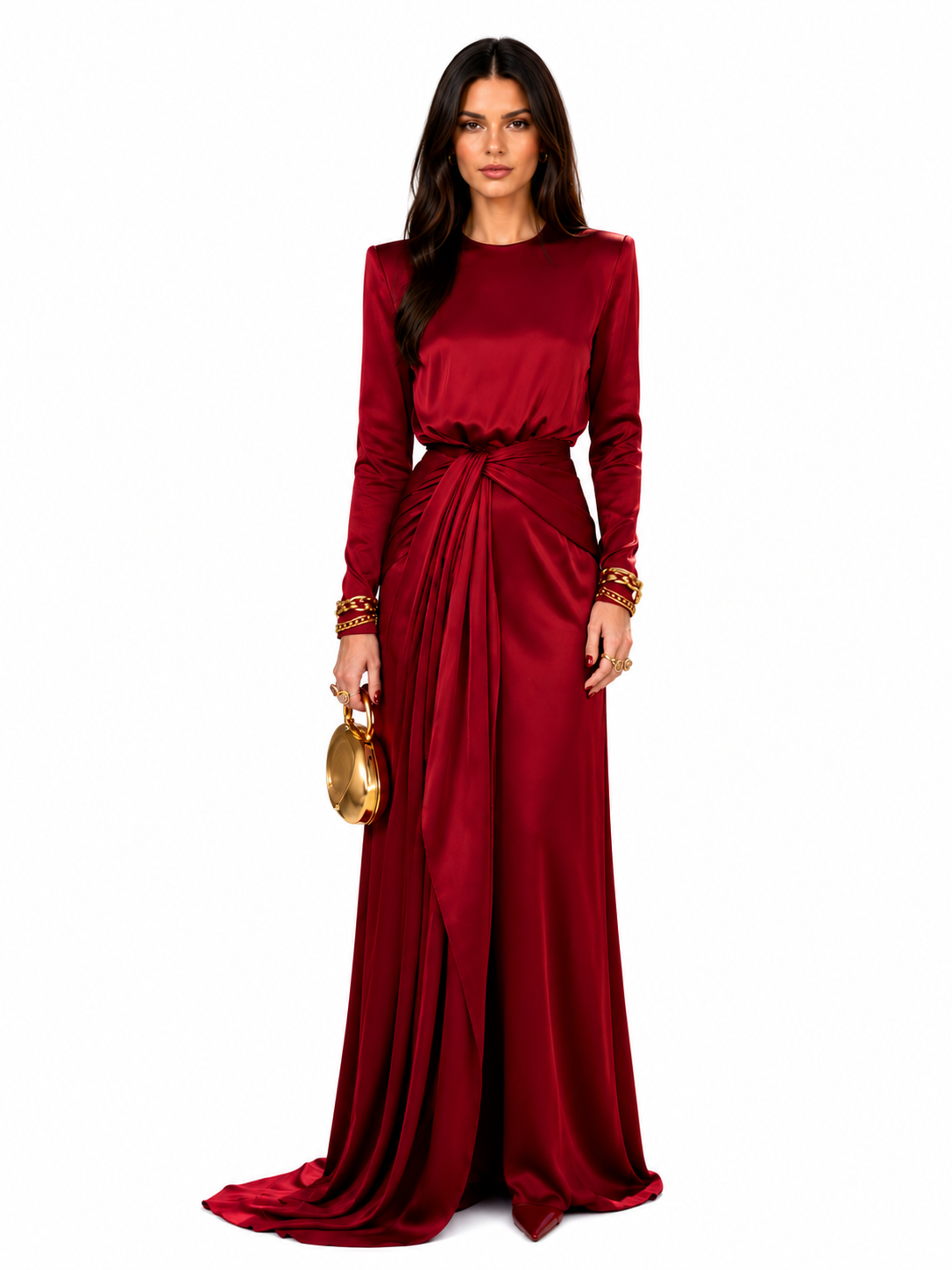 Verity draped satin maxi dress