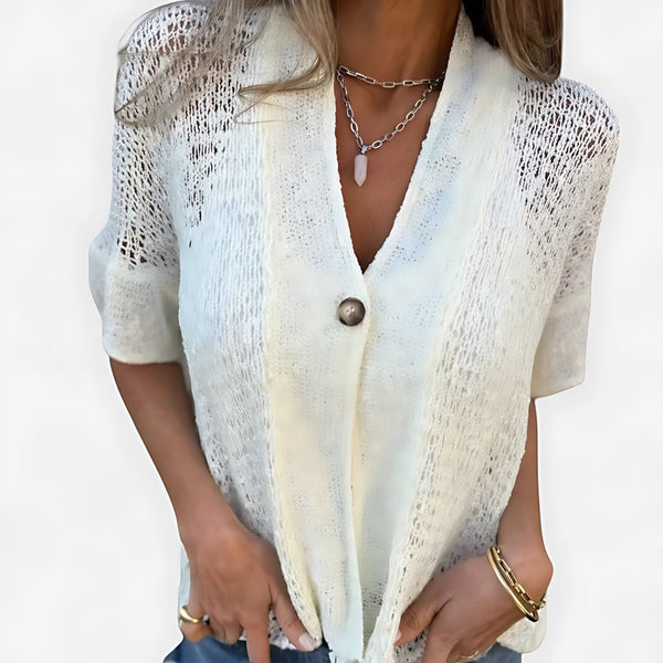 Crochet Knit Short Sleeve Cardigan for women