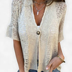 Crochet Knit Short Sleeve Cardigan for women, view 6