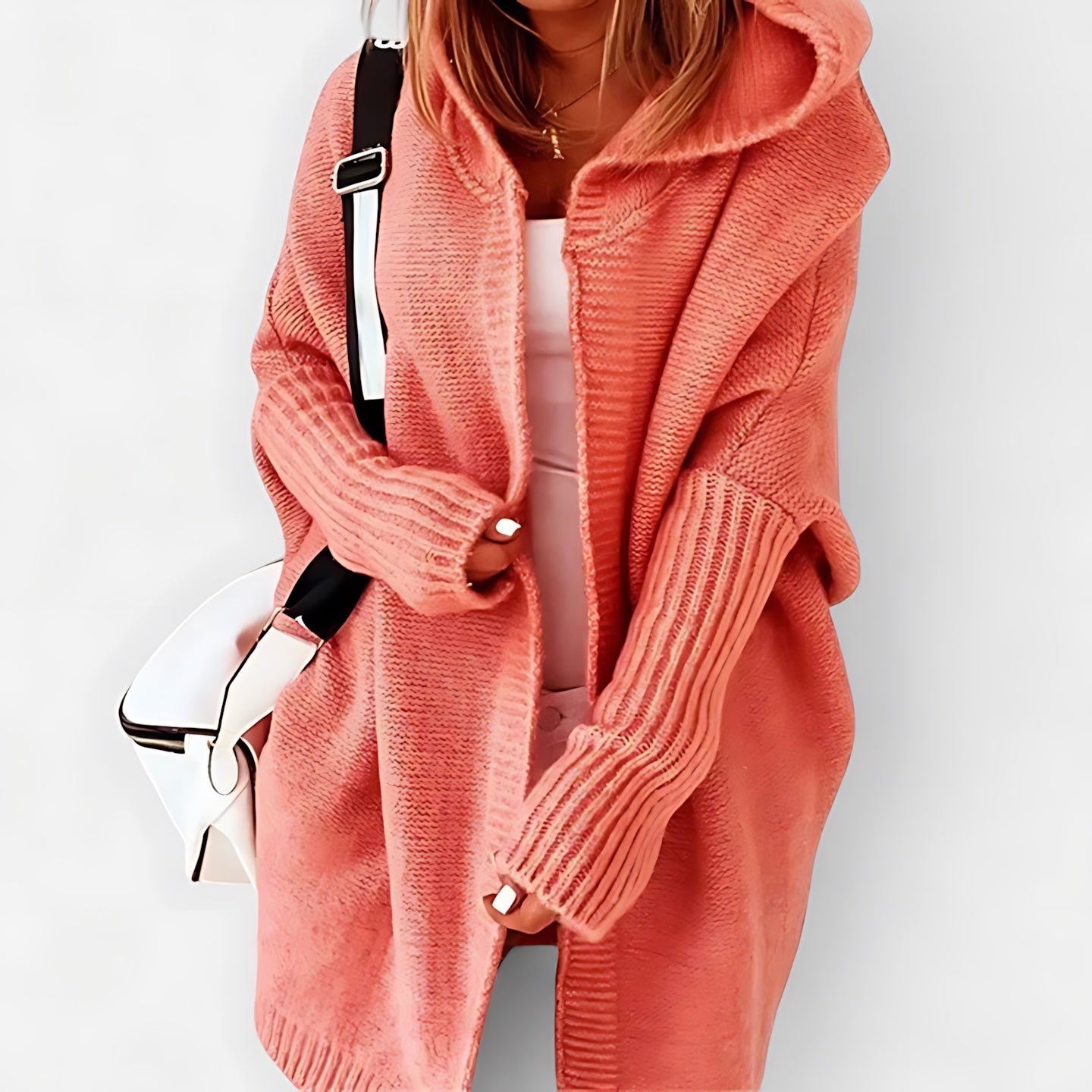 Oversized Chunky Knit Open Front Cardigan for women, view 2
