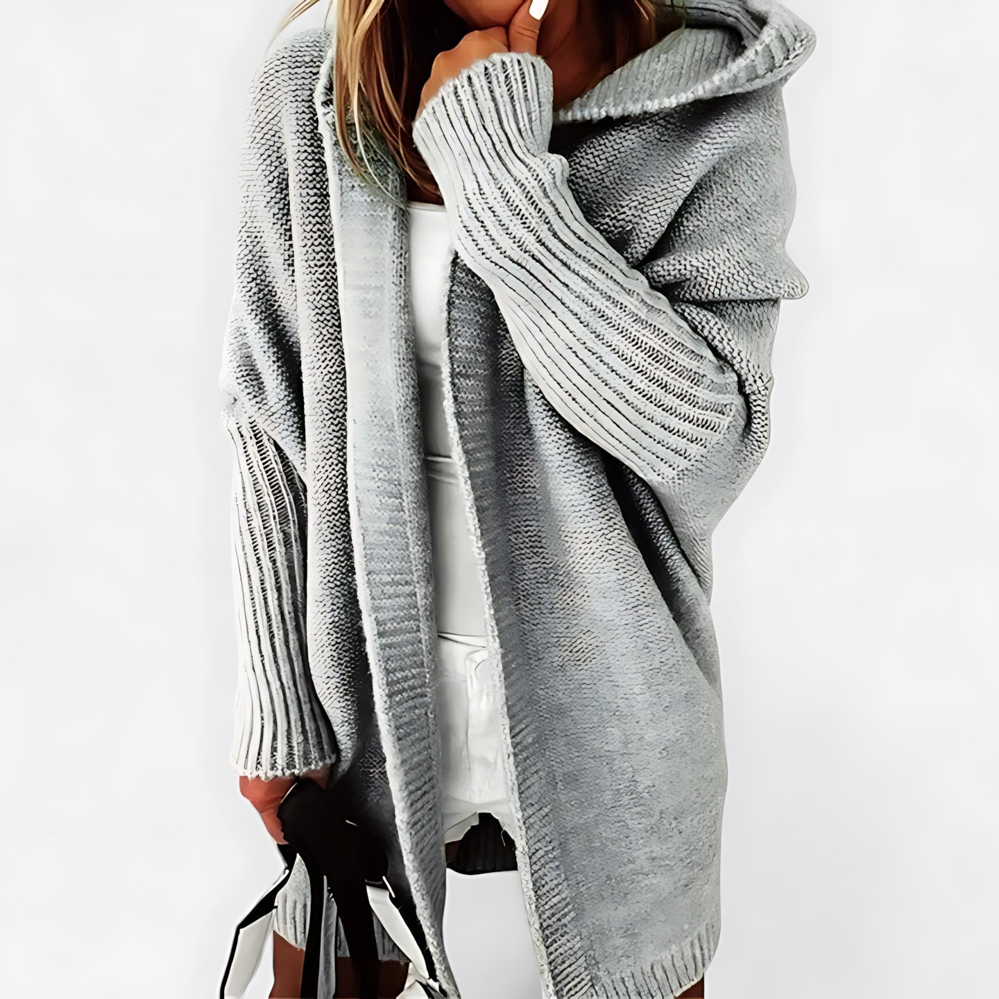Oversized Chunky Knit Open Front Cardigan for women, view 7