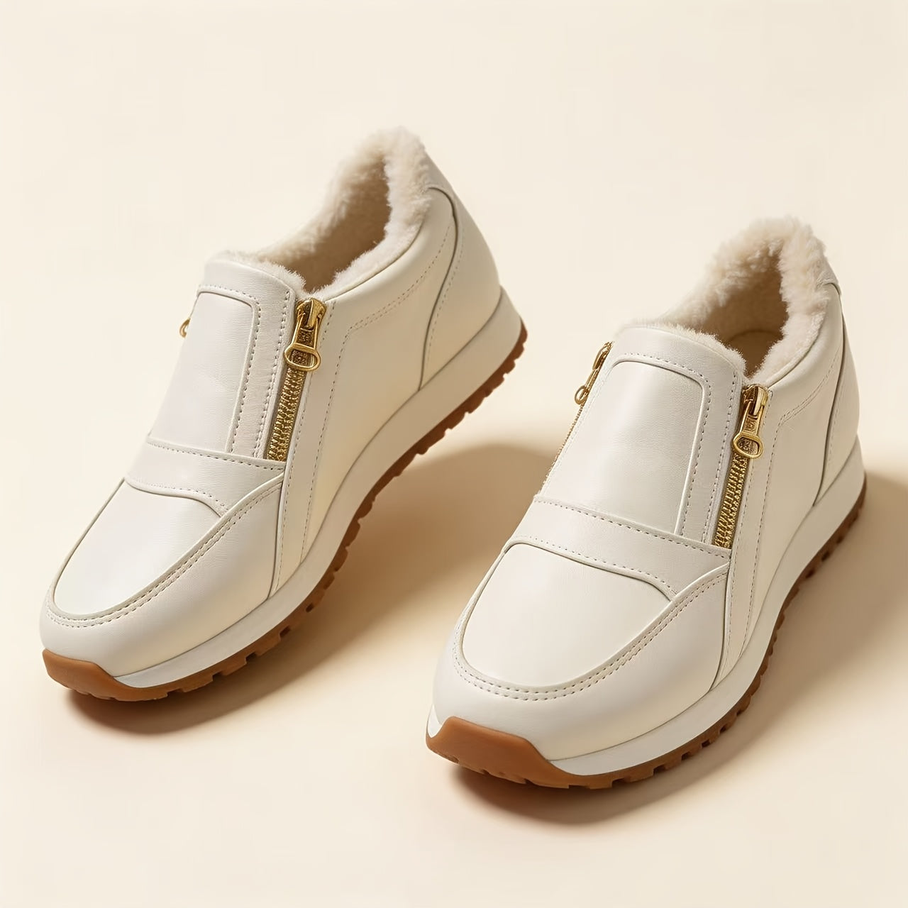 Arabella warm double-zip slip-on sneakers