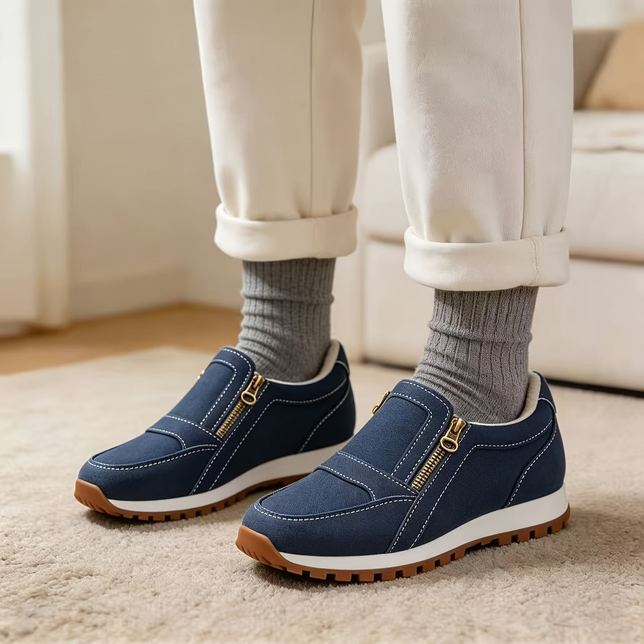 Arabella warm double-zip slip-on sneakers