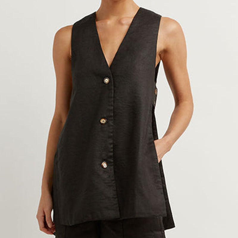 Fiona - Sleeveless Buttoned Set
