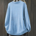 Contrast Button Crew Neck Knit Cardigan for women, view 14